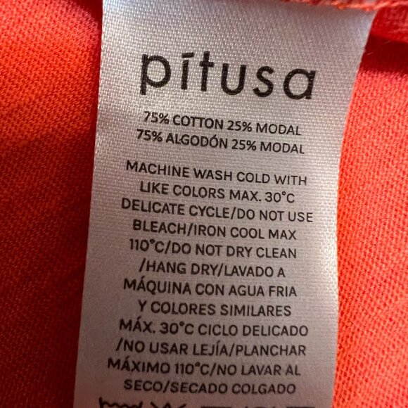 Pitusa Petite Cotton Modal Dress NWT – Orange V-Neck Trimmed Kaftan Tunic Resort - Picture 5 of 7